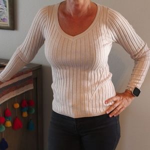 Ribbed and subtly sparkly Long Sleeve Sweater WHBM